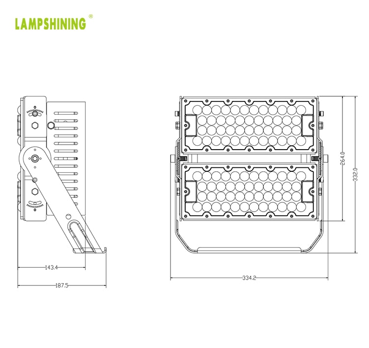 200W Slim Pro LED Stadium Flood Light - IP66 5000K 35000lm Cricket Ground Arena Lighting