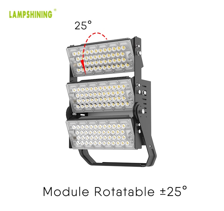 300W Slim Pro LED Sports Flood Lighting 52500lm(600W Equivalent) - Adjustable Module Outdoor Industrial Area Light