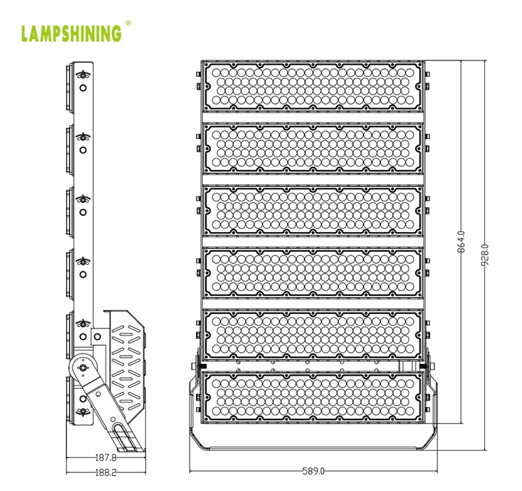 1440W LED Sports Lighting,3000-6000K,170LM/W, 204000 lumens,100-277V, 3000W Equivalent