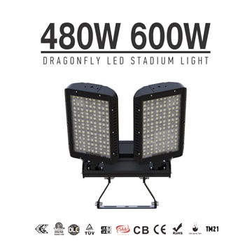 600W 480W LED Stadium Lighting, Fin Heat Sink 155-165LPW Beam Angle Adjustable 5000K