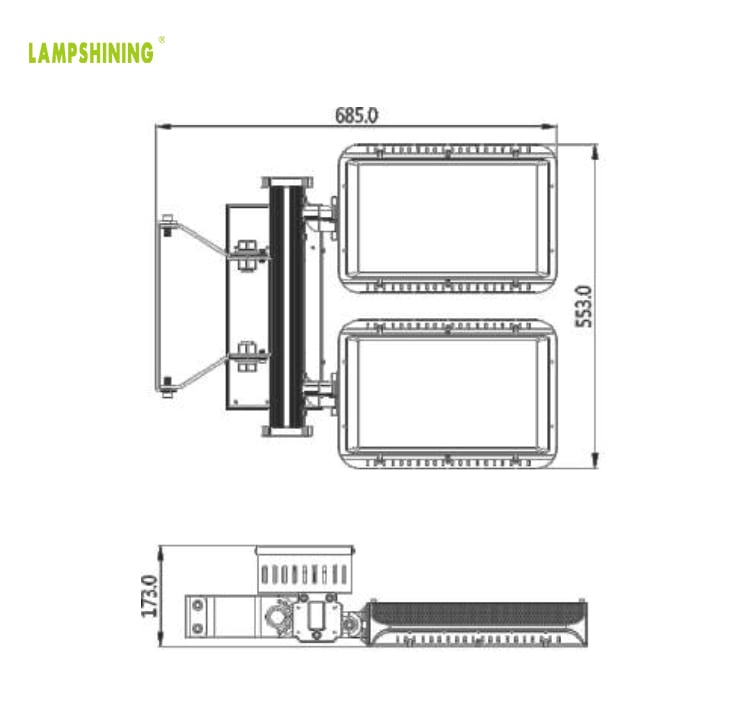 600W 480W LED Stadium Lighting, Fin Heat Sink 155-165LPW Beam Angle Adjustable 5000K