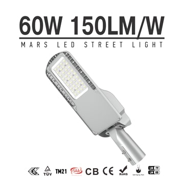 60W Dimmable LED Street lamp With Slip Mount, 135LM/W IP66 Waterproof 5700K Pole mounted Lights 