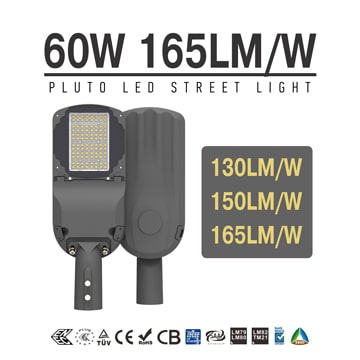 SASO IECEE 60 watt LED Street Light Fixtures, High efficient 5000K IP66 road Lights 