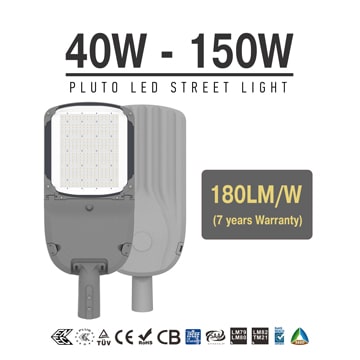40-150W Pluto LED Street Light - High Efficiency 180LM/W LED Roadway Lighting Fixtures 