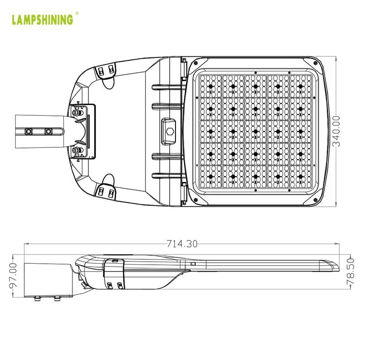 Pluto 240W LED Street Pole Light - ENEC SASO Dimmable Slip Fitter Mounting LED Area Lighting