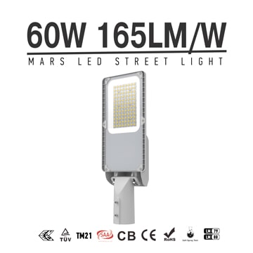 60W Dimmable LED Street lamp With Slip Mount, 135LM/W IP66 Waterproof 5700K Pole mounted Lights 