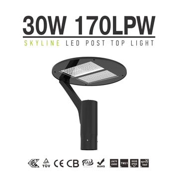 30W LED Garden Pole Light 170Lm/W -Outdoor IP66 Waterproof Yard Pole Light Fixtures 