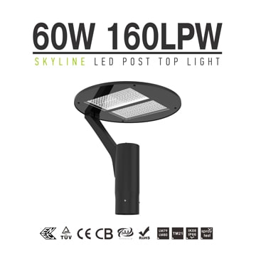 Skyline 60W LED Post Top Light - ENEC TUV 9600 lumens 3000K-6000K 