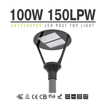 100W LED Outdoor Post Light, 15000lm Public Garden Park Lantern Lamp