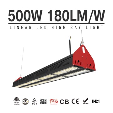 500W Linear LED High Bay Light - 3000-6000K Waterproof IP65 High Power Indoor High Bay Lighting Fixtures