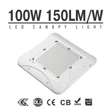 100W LED Canopy Light - ENEC DLC IP65 White Workshop, Logistics Center Ceiling LED Lighting 