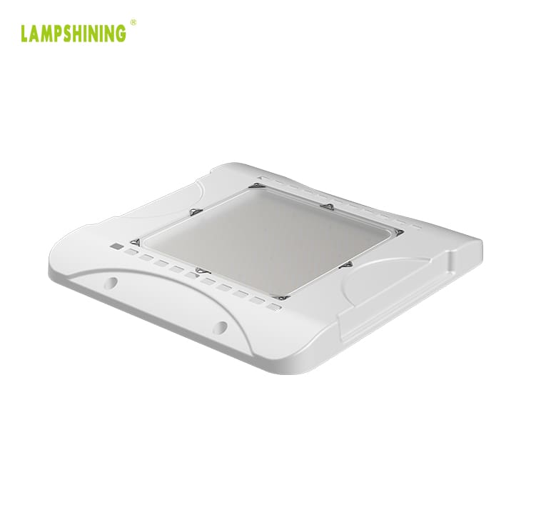 240W LED Canopy Ceiling Light with DLC ENEC - Tempered Glass Ultra Efficient Boom Mount Gas Station Light