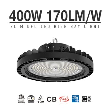 High Power 400W Slim UFO LED High Bay Light, 170Lm/W, 68,000lm Shop,Garage,Factory,Warehouse,Workshop,Area Lighting