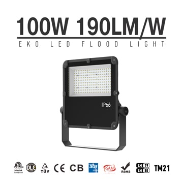 EKO LED Flood Light 100W, 17000 Lumen, 100-277V Outdoor Light 