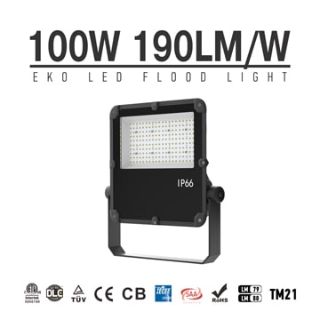 EKO LED Flood Light 100W, 17000 Lumen, 100-277V Outdoor Light