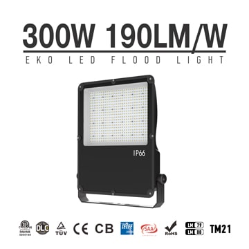 EKO LED Flood Lights 300W - 57000lm 190Lm/W High Efficiency Commercial Light Fixtures 