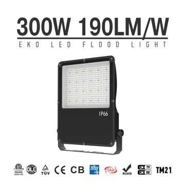 EKO LED Flood Lights 300W - 57000lm 190Lm/W High Efficiency Commercial Light Fixtures