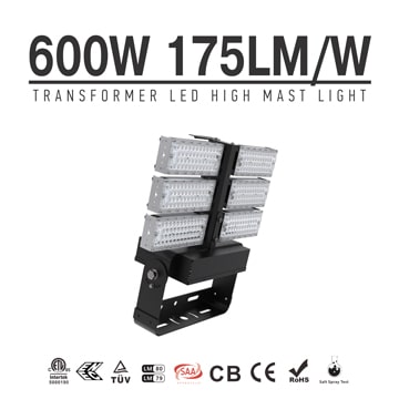 600W LED High Mast Flood Light,160-175Lm/W Sports Lighting 