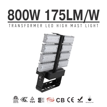800W LED High Mast Flood Light, Adjustable Module,160Lm/W,128,000-140,000 Lumen,IP66,Stadium Light,Sports Lighting,Flood Lighting
