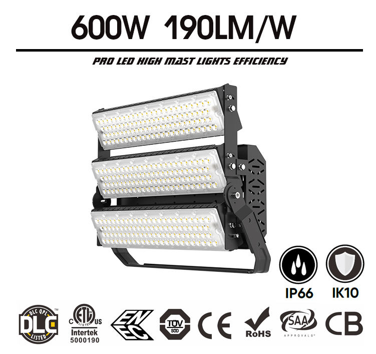 600W LED Sports Lighting, Stadium Lighting, High Mast Lighting,175Lm/W,105000 Lumens 