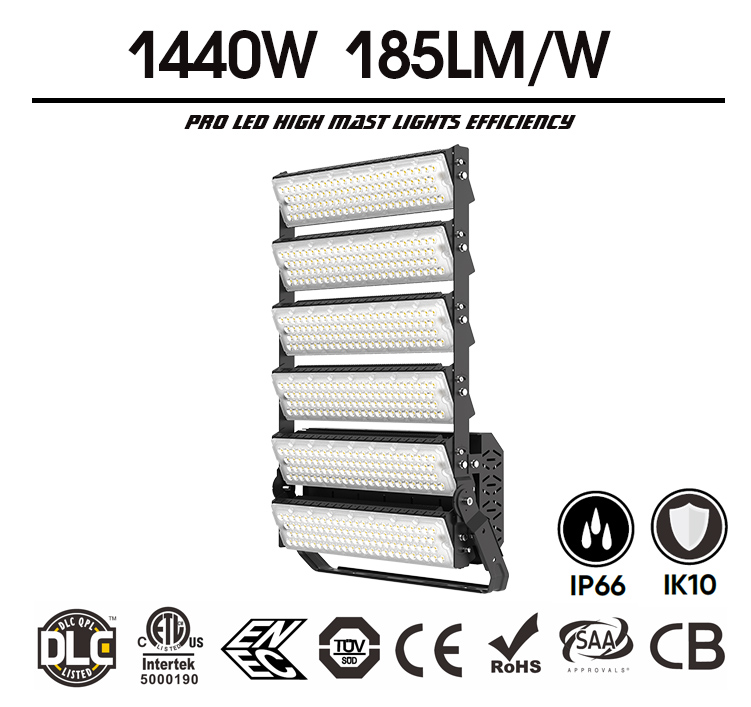 1440W LED Sports Lighting,3000-6000K,170LM/W, 204000 lumens,100-277V, 3000W Equivalent