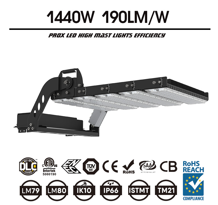 1440W ProX LED High Mast Lights LED Stadium Flood Lights LED Sports Lighting,Low glare sports lighting for outdoor courts and fields 