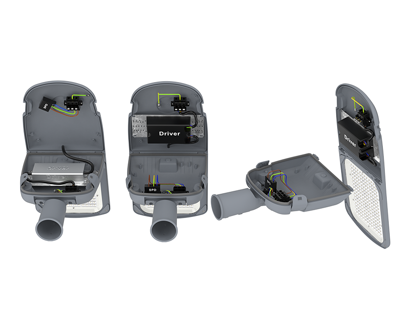 The driver can be installed with driver box and radiator 