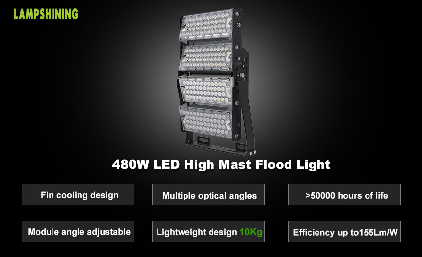 dlc etl 480w led high mast flood light characteristic
