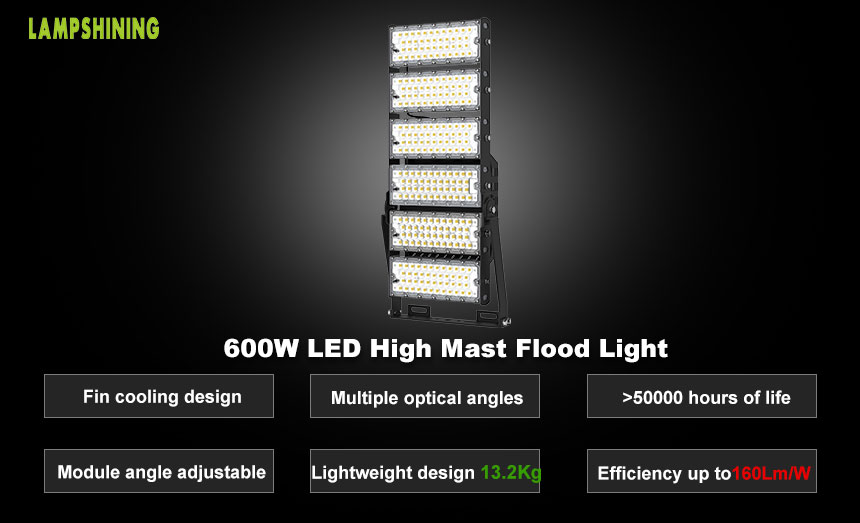 600w outdoor led flood high mast light characteristic