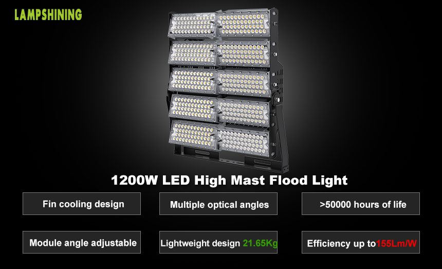 Rotatable LED High Mast Lights, 1200W,186000 Lm,Stadium,Sports Lighting characteristic