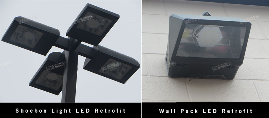 commercial outdoor parking lot lights adn wall pack led retrofit