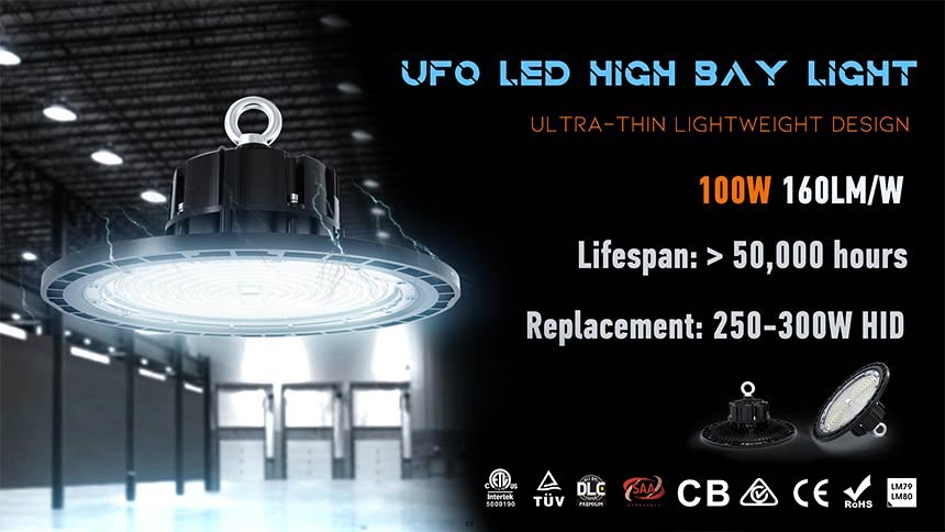 ultra slim 100w warehouse ufo led high bay light