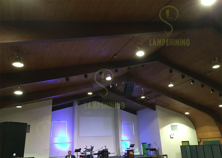 80W LED Corn Bulb installed in High bay fixtures for the USA Church