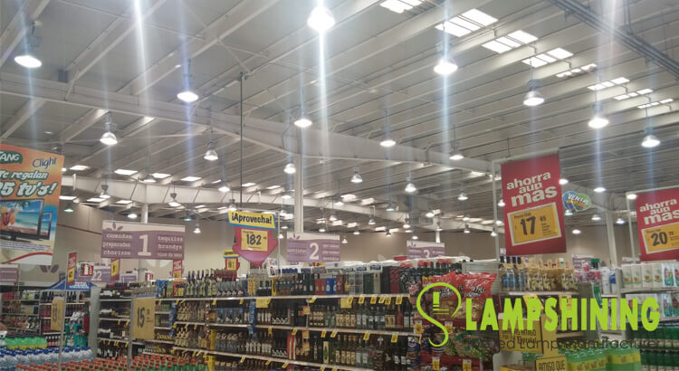 E40 80W LED Corn Bulbs replaces 180W HPS bulbs in Supermarket’s high bay fixtures