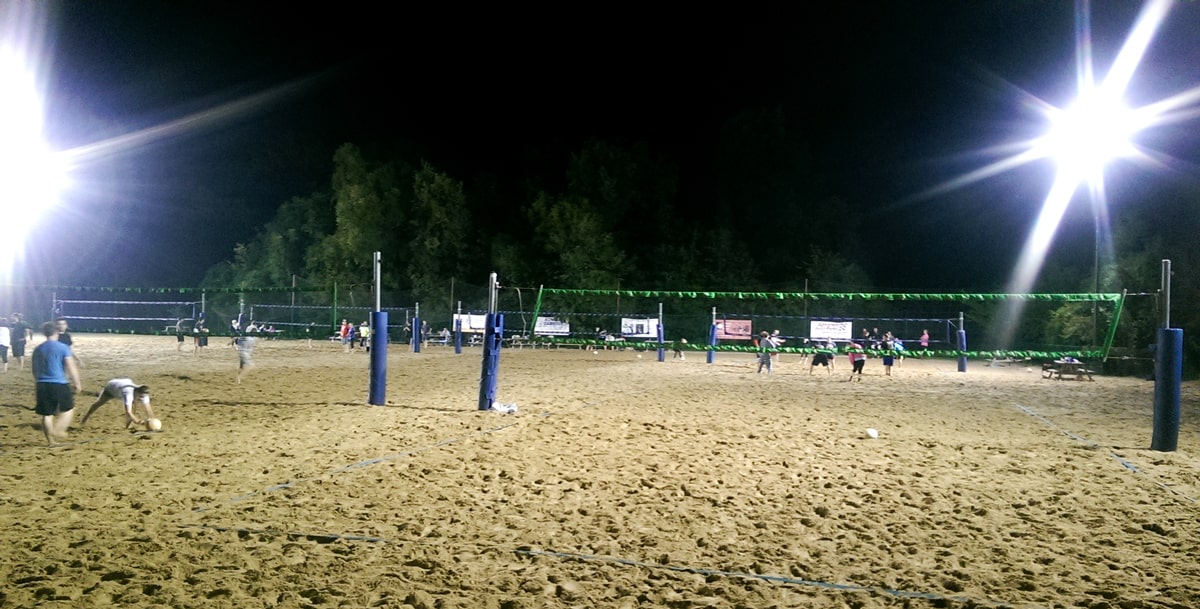 Volleyball court lighting on the beach
