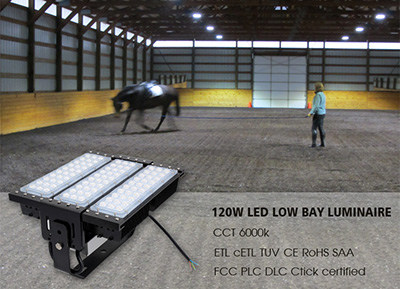 120w led low bay luminaire case at Racecourse