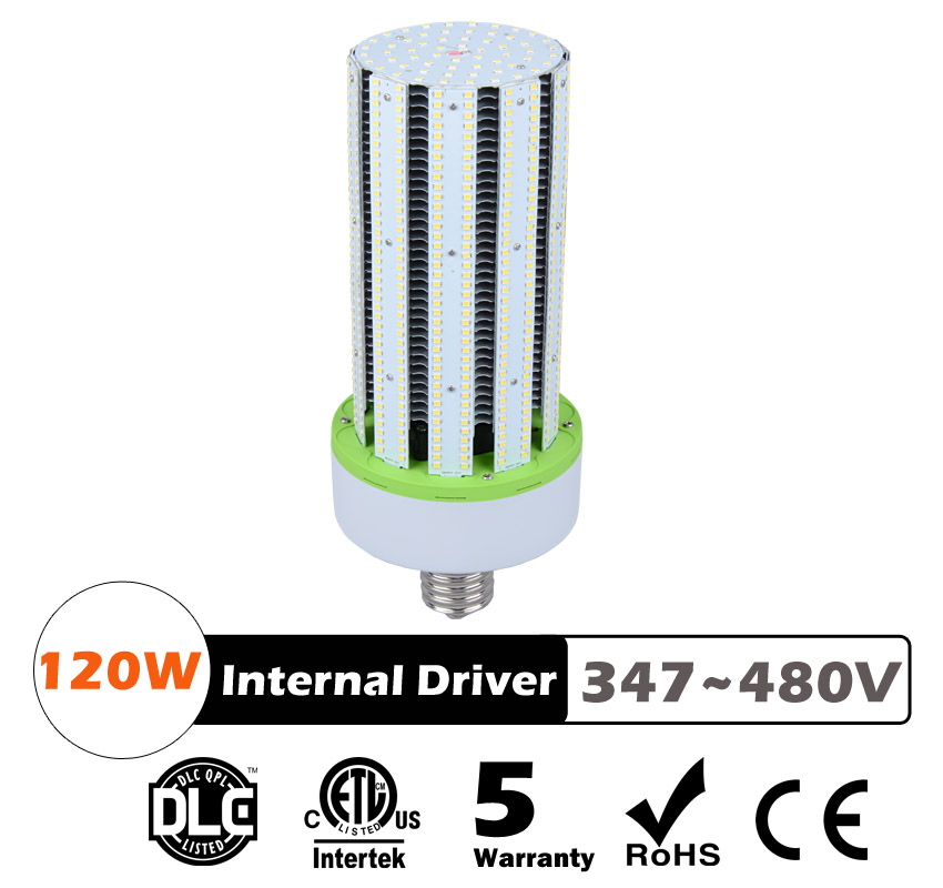 120W LED Corn Bulbs AC 347V 480V 15600Lm 130Lm/W Equal 450W HID