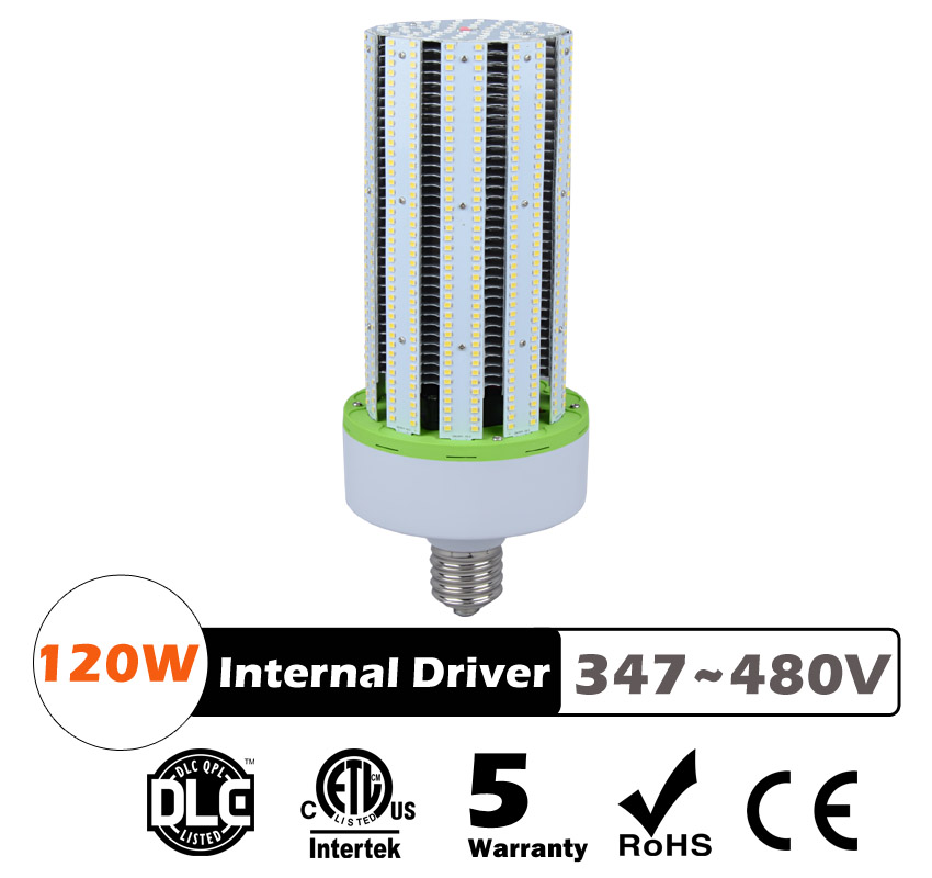 120W LED Corn Bulbs AC 347V 480V 15600Lm 130Lm/W Equal 450W HID