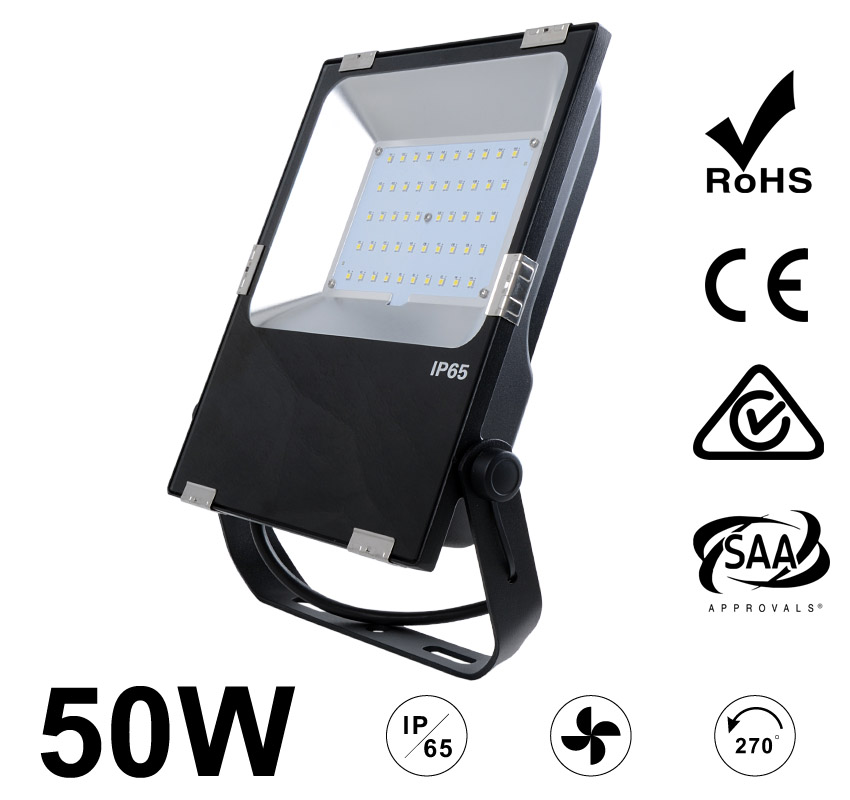 50W LED Flood Light Fixtures 6500Lm Waterproof CE RoHS SAA Ctick