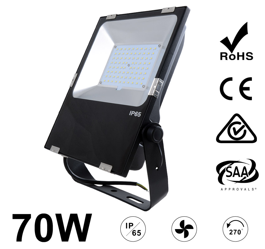 70W LED Flood Light Fixtures 9100Lm Waterproof CE RoHS SAA Ctick