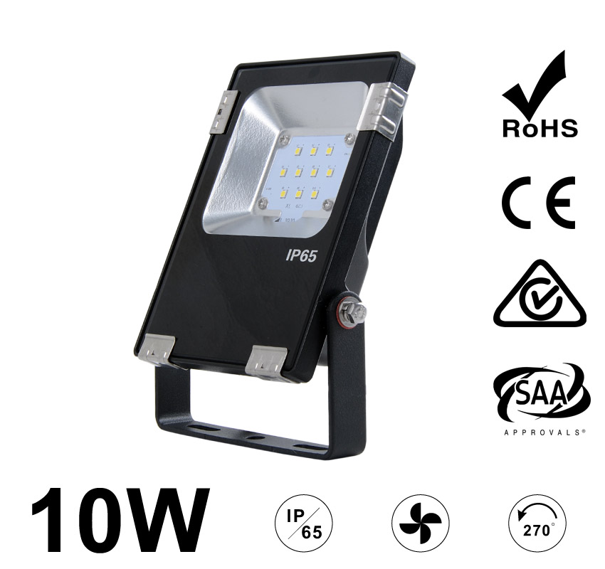 10W LED Flood Light Fixtures 1300Lm Waterproof CE RoHS SAA Ctick