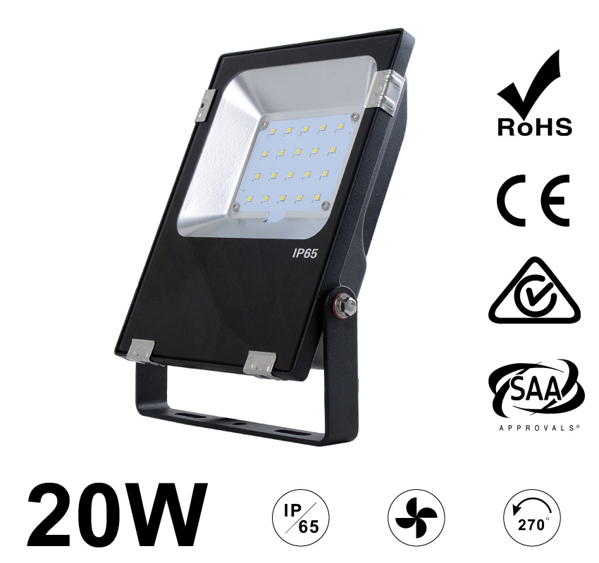 20W LED Flood Light Fixtures 2600Lm Waterproof CE RoHS SAA Ctick