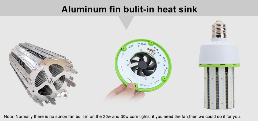 led corn light aluminum fin bulit-in heat sink