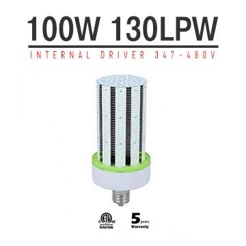 100W LED Corn Bulbs AC 347V 480V 13,000Lm 130Lm/W Equal 400W HID 