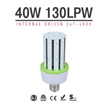 40W LED Corn Bulbs AC 347V 480V 5200Lm 130Lm/W Equal 150W HID