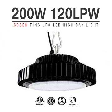 200W UFO LED High Bay Light 120Lm/W Driver Sosen ETL cETL DLC listed 