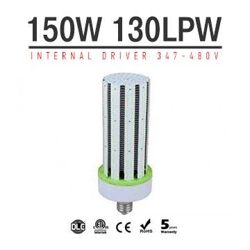 150W LED Corn Bulbs AC 347V 480V 19,500Lm 130Lm/W Equal 500W HID