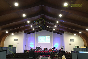 80W LED Corn Bulb installed in High bay fixtures for the USA Church