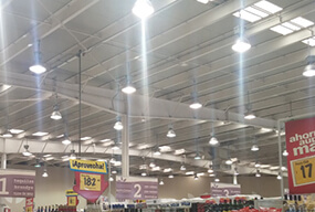 E40 80W LED Corn Bulbs replaces 180W HPS bulbs in Supermarket;s high bay fixtures