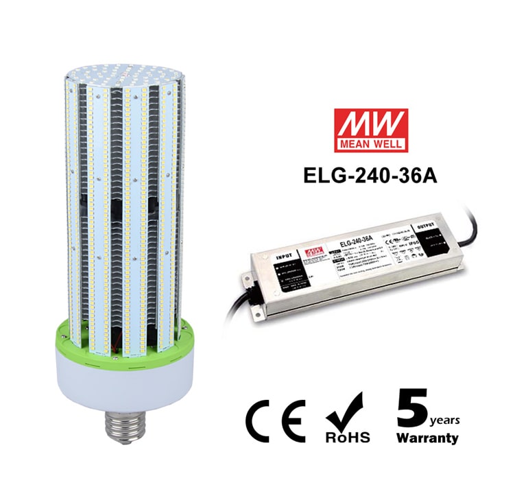 240W LED Corn Bulbs External driver ELG-240-36A 28800Lm Equal 1000W HID